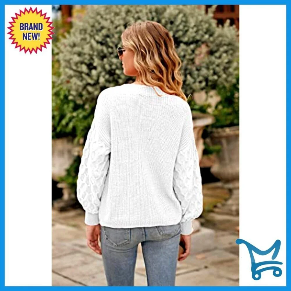 Chunky Knit Pullover Sweater Oversized Slouchy Boho Casual Winter Top